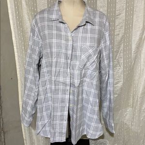 White and gray plaid flannel